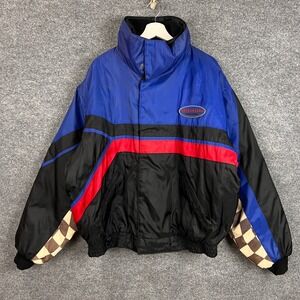 Vintage Polaris Northstar Mens Jacket Blue Black Red Racing Style Puffer Size XL